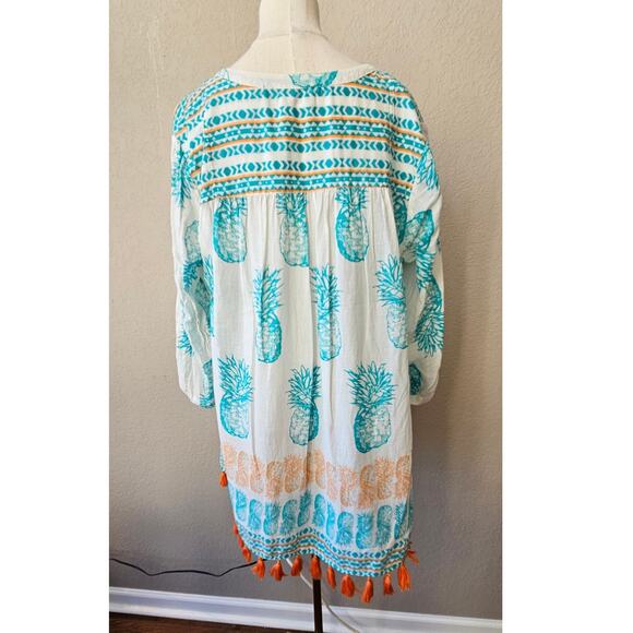 Crown & Ivy‎ Pineapple Tassel Boho Beach Coverup Tunic Top Women Size L Multi - Picture 6 of 6